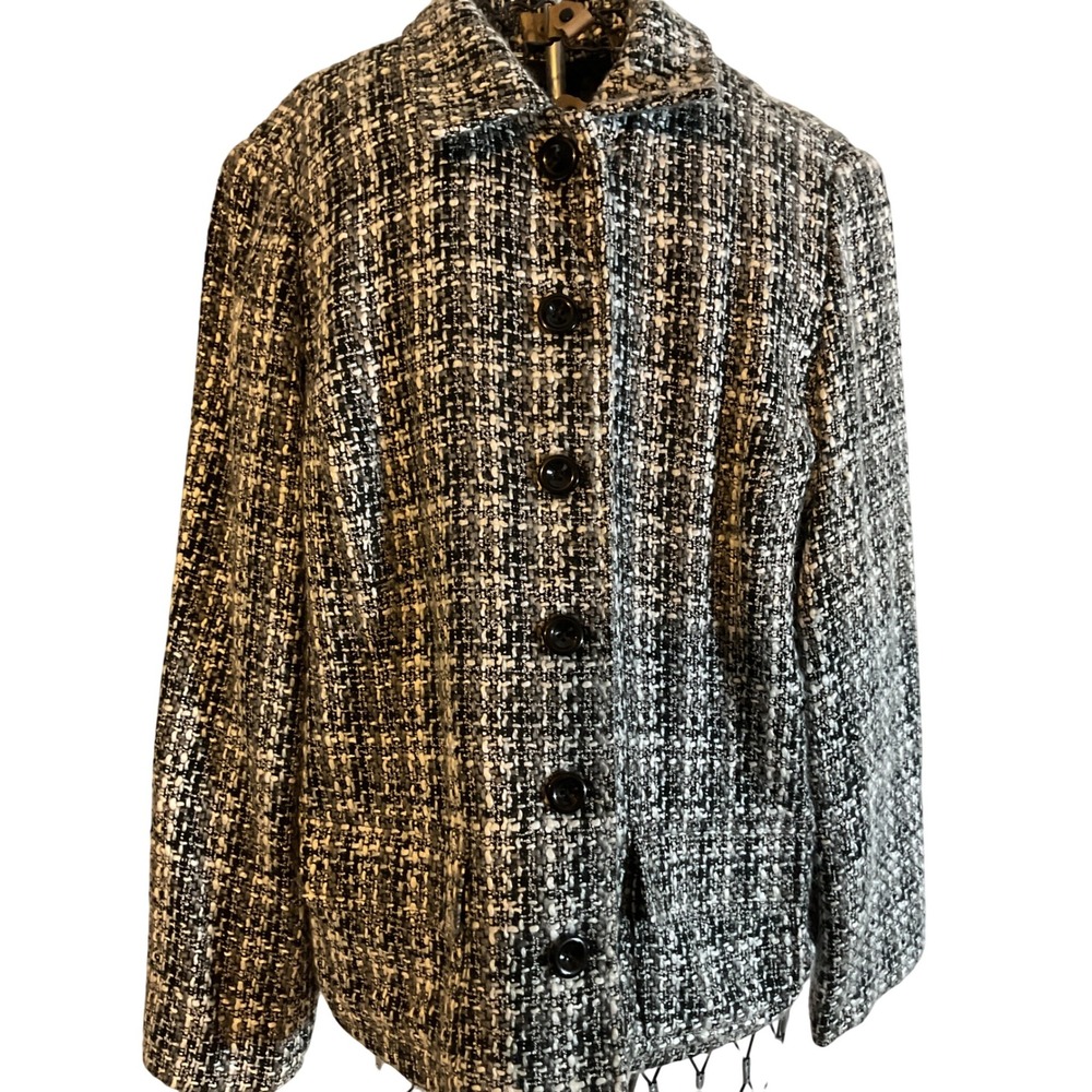 Croft & Barrow Women's XL Black White Tweed Blazer Jacket